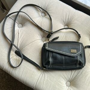 BOC Black Crossbody Bag with White Stitching